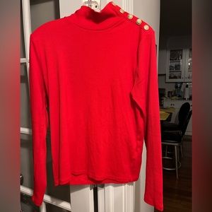 J Crew red turtleneck with buttons size L NWOT